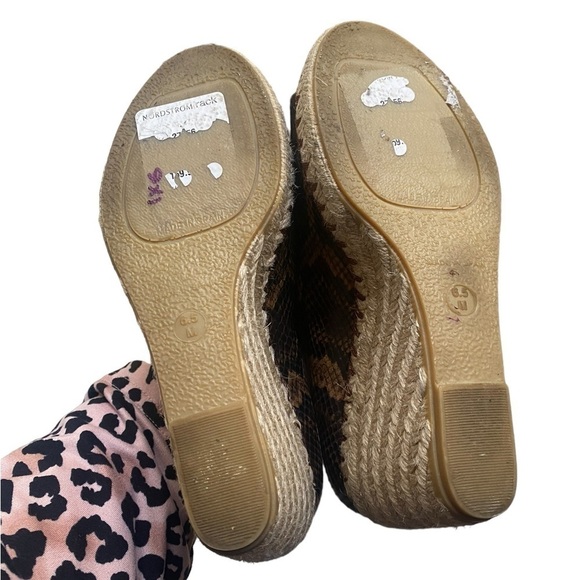 VINCE Coffee Leather Brown Snake Print 3/4" Espadrille Braided Jute I Size: 6.5 - Picture 16 of 16